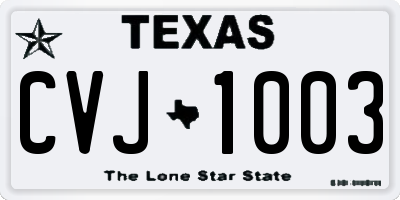 TX license plate CVJ1003
