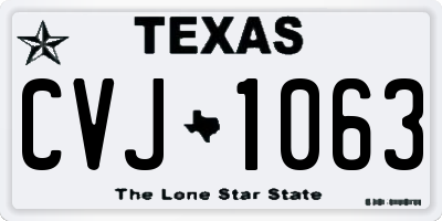 TX license plate CVJ1063