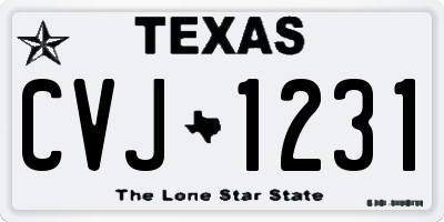 TX license plate CVJ1231
