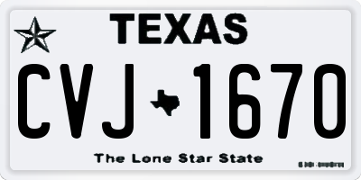 TX license plate CVJ1670