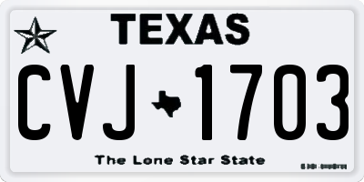 TX license plate CVJ1703