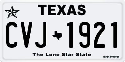 TX license plate CVJ1921