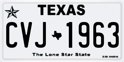 TX license plate CVJ1963