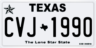TX license plate CVJ1990