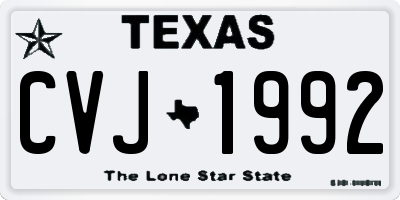 TX license plate CVJ1992