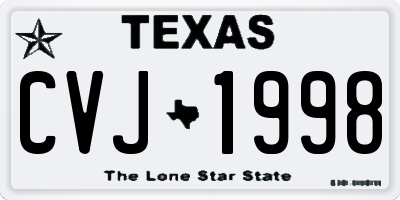 TX license plate CVJ1998
