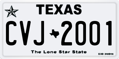 TX license plate CVJ2001