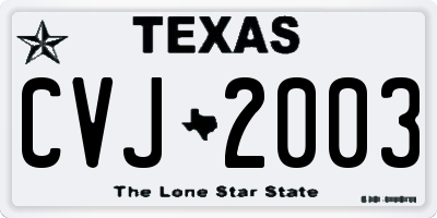 TX license plate CVJ2003