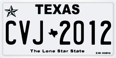 TX license plate CVJ2012