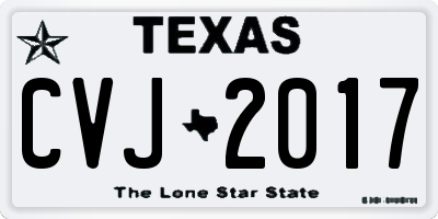 TX license plate CVJ2017