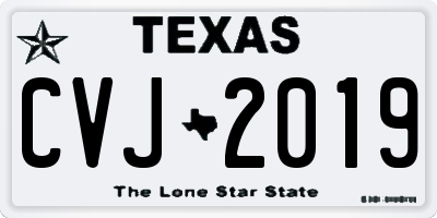 TX license plate CVJ2019