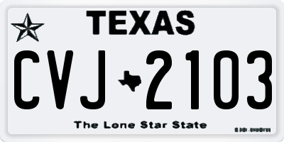 TX license plate CVJ2103