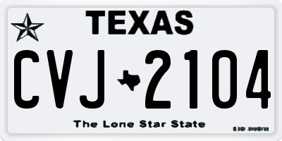 TX license plate CVJ2104