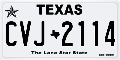 TX license plate CVJ2114
