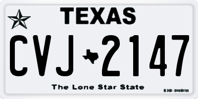 TX license plate CVJ2147