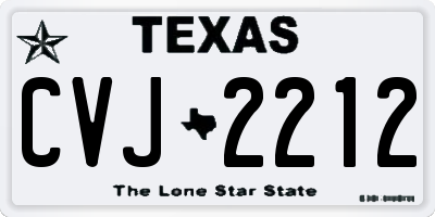 TX license plate CVJ2212