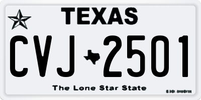 TX license plate CVJ2501