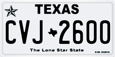 TX license plate CVJ2600