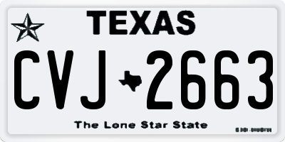 TX license plate CVJ2663