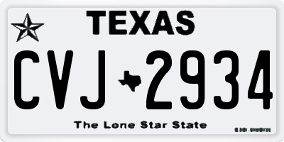 TX license plate CVJ2934