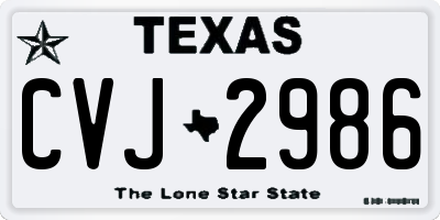TX license plate CVJ2986