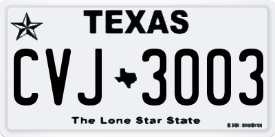 TX license plate CVJ3003