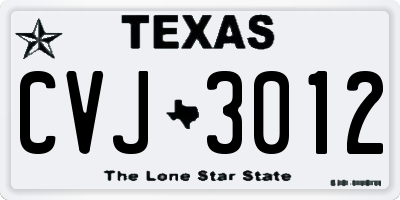 TX license plate CVJ3012