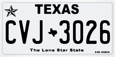 TX license plate CVJ3026