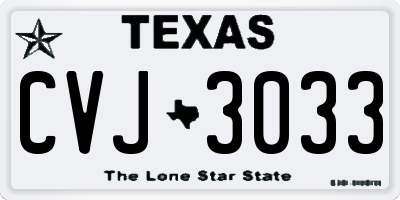TX license plate CVJ3033