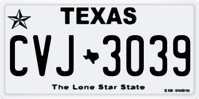 TX license plate CVJ3039