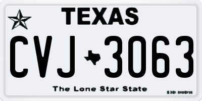 TX license plate CVJ3063