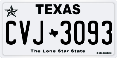 TX license plate CVJ3093