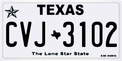 TX license plate CVJ3102