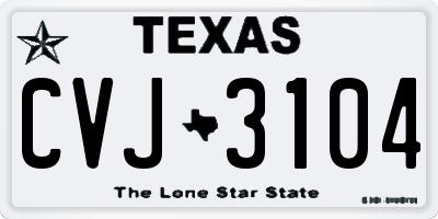 TX license plate CVJ3104