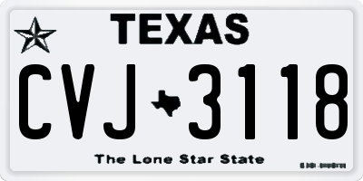 TX license plate CVJ3118