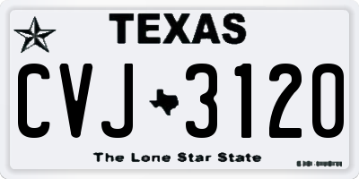 TX license plate CVJ3120