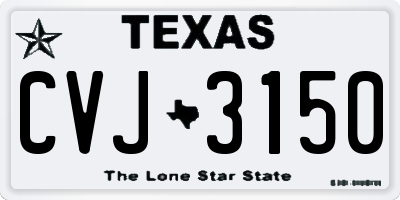 TX license plate CVJ3150