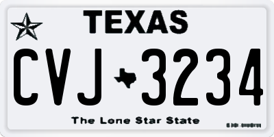 TX license plate CVJ3234