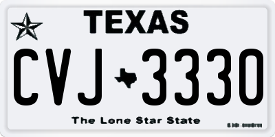 TX license plate CVJ3330