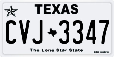 TX license plate CVJ3347