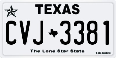 TX license plate CVJ3381