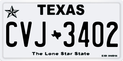 TX license plate CVJ3402