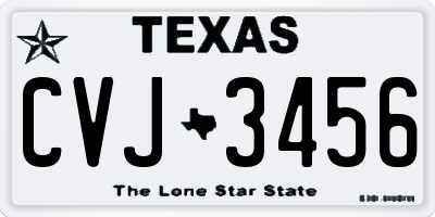 TX license plate CVJ3456