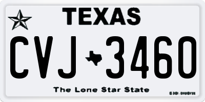 TX license plate CVJ3460