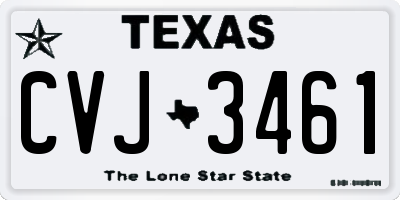 TX license plate CVJ3461