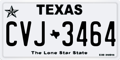 TX license plate CVJ3464