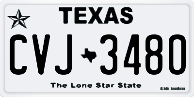 TX license plate CVJ3480