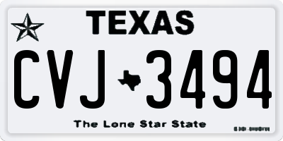 TX license plate CVJ3494