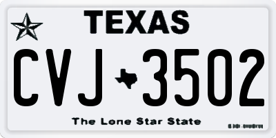 TX license plate CVJ3502