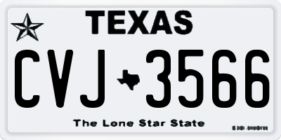 TX license plate CVJ3566